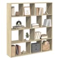 Miniatyrbilde 5 av 11: vidaXL Bokhylle sonoma eik 132x29x141,5 cm konstruert tre