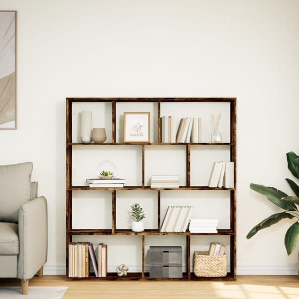 vidaXL Bokhylla rökfärgad ek 132x29x141,5 cm konstruerat trä