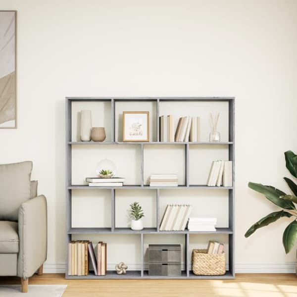 vidaXL bogreol 132x29x141,5 cm konstrueret træ grå sonoma-eg