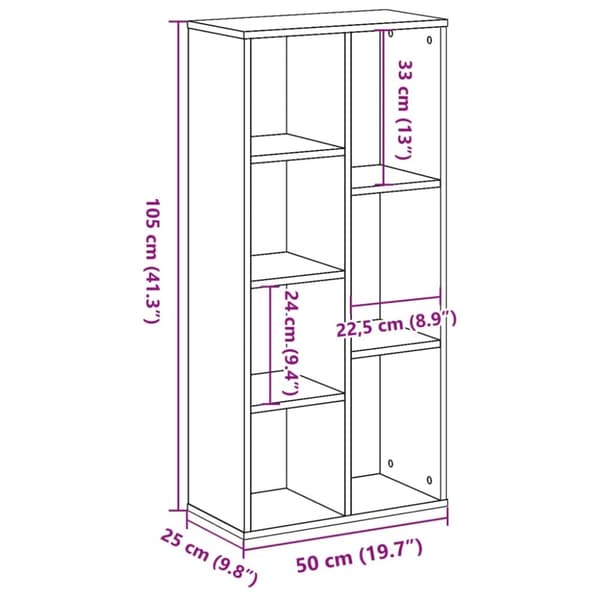 vidaXL bogreol 50x25x105 cm konstrueret træ betongrå