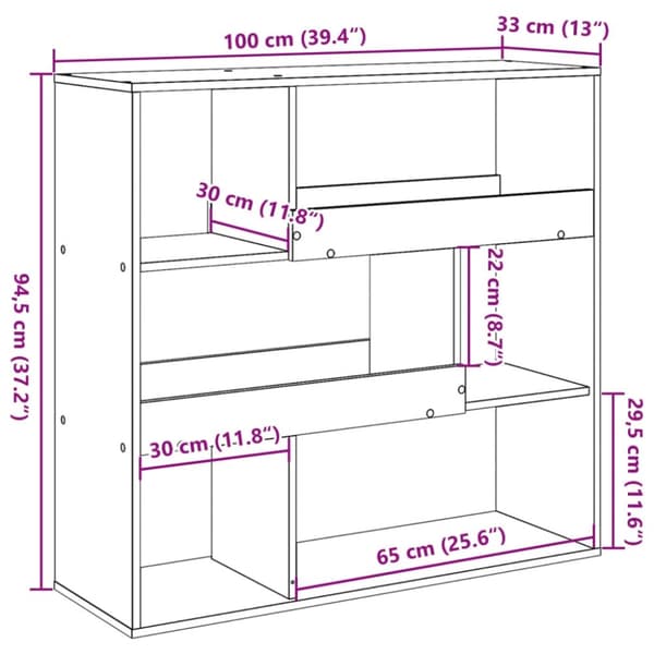 vidaXL rumdeler 100x33x94,5 cm konstrueret træ sort