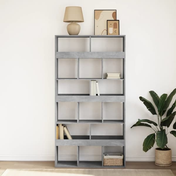 vidaXL Kirjahylly betoninharmaa 100x33x187,5 cm tekninen puu