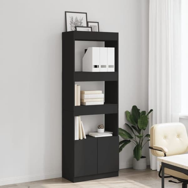 vidaXL højskab 63x33x180 cm konstrueret træ sort