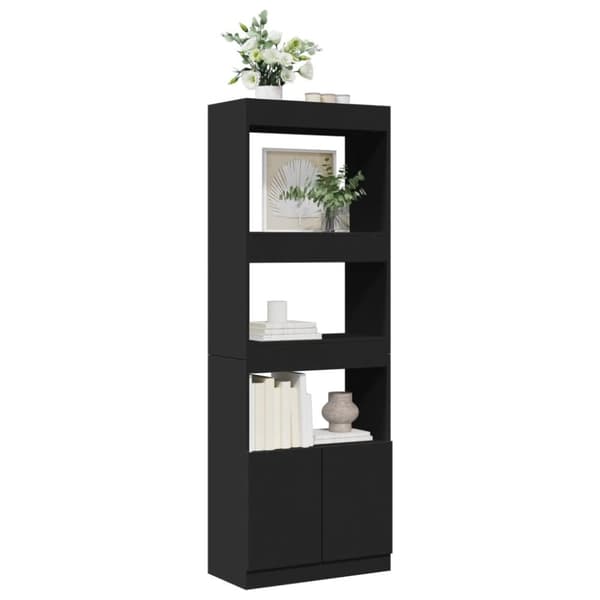 vidaXL højskab 63x33x180 cm konstrueret træ sort