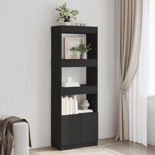 vidaXL højskab 63x33x180 cm konstrueret træ sort