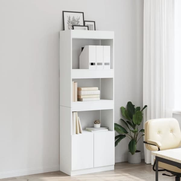 vidaXL højskab 63x33x180 cm konstrueret træ hvid