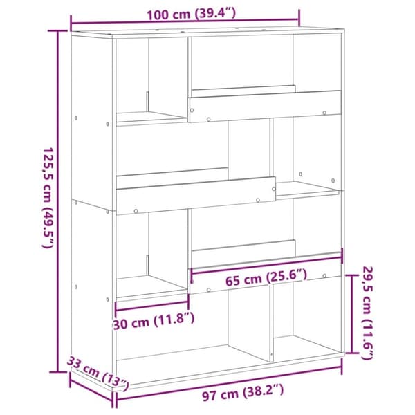 vidaXL Romdeler svart 100x33x125,5 cm konstruert tre