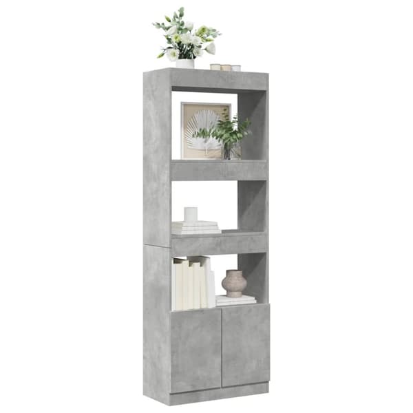 vidaXL Highboard betonggrå 63x33x180 cm konstruert tre