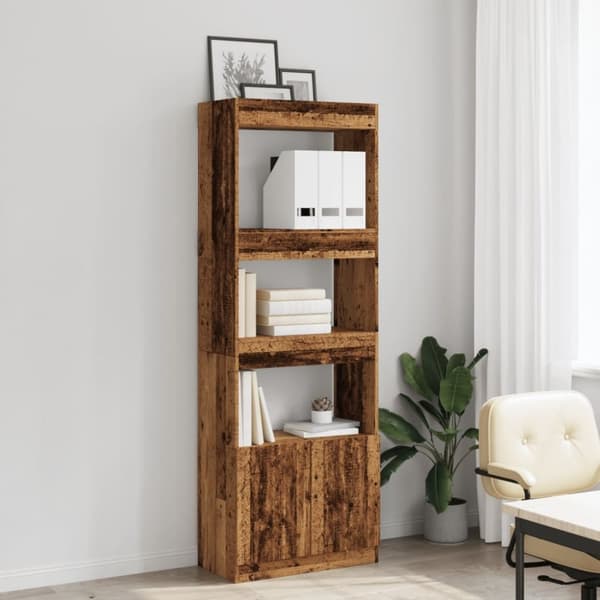 vidaXL højskab 63x33x180 cm konstrueret træ antikt træ