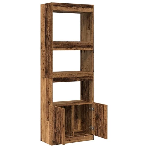 vidaXL højskab 63x33x180 cm konstrueret træ antikt træ