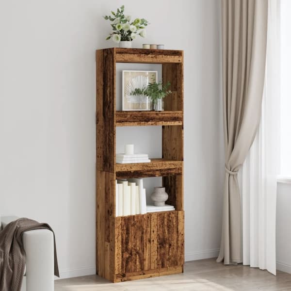 vidaXL højskab 63x33x180 cm konstrueret træ antikt træ