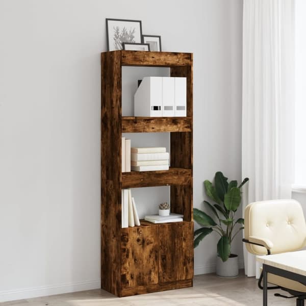 vidaXL højskab 63x33x180 cm konstrueret træ røget egetræsfarve