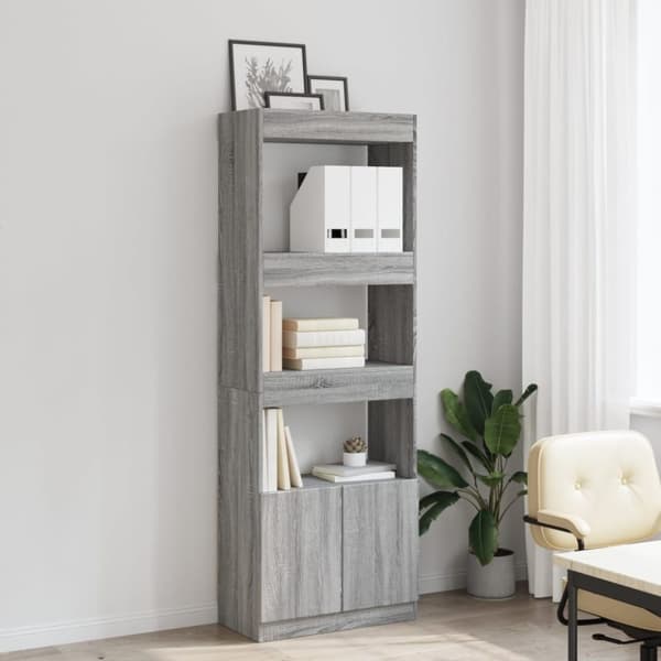 vidaXL Highboard grå sonoma 63x33x180 cm konstruert tre
