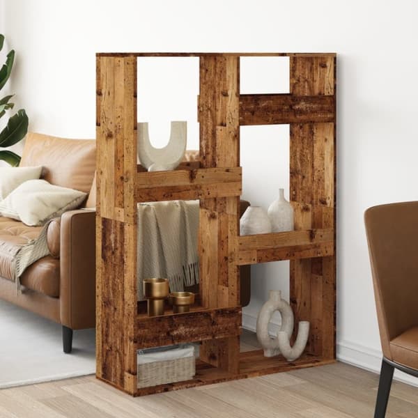 vidaXL rumdeler 100x33x135 cm konstrueret træ antikt træ