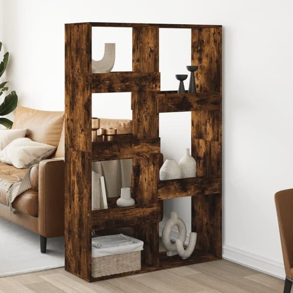 vidaXL rumdeler 100x33x155,5 cm konstrueret træ røget egetræsfarve