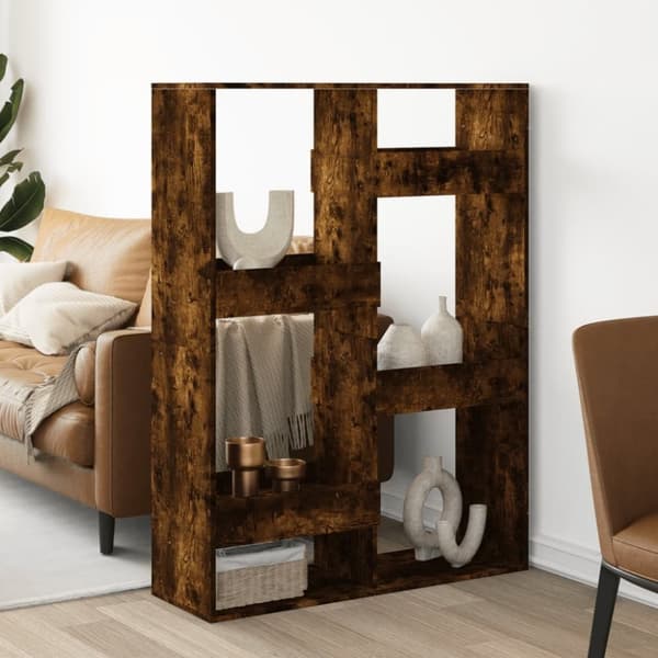 vidaXL rumdeler 100x33x135 cm konstrueret træ røget egetræsfarve