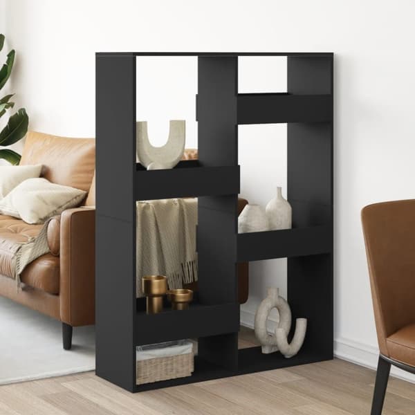vidaXL rumdeler 100x33x135 cm konstrueret træ sort