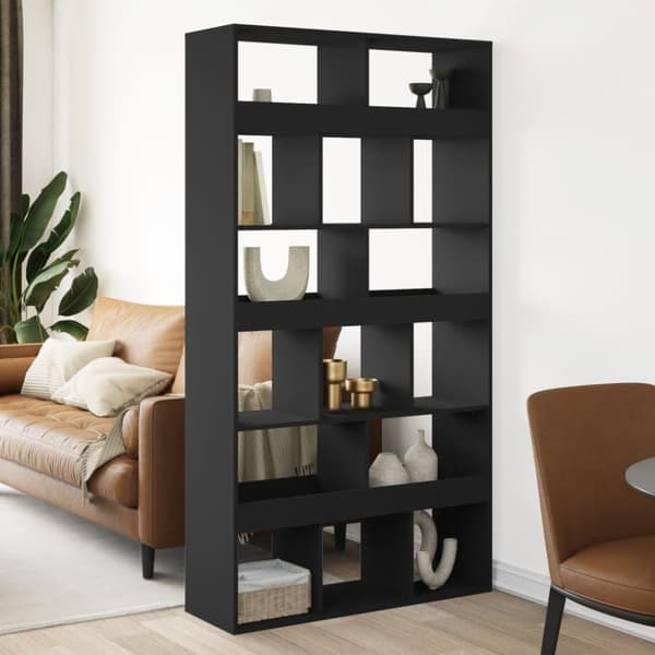 vidaXL rumdeler 100x33x187,5 cm konstrueret træ sort