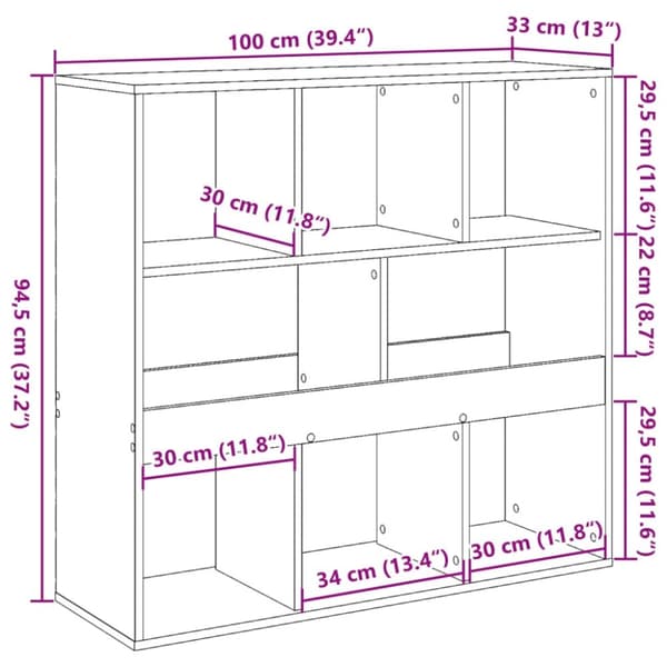 vidaXL Rumsavdelare svart 100x33x94,5 cm konstruerat trä