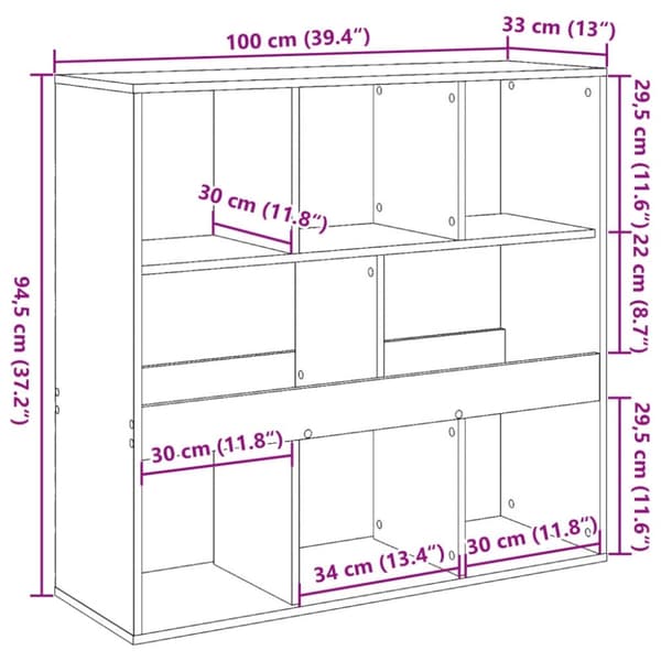 vidaXL Huoneenjakaja betoninharmaa 100x33x94,5 cm tekninen puu