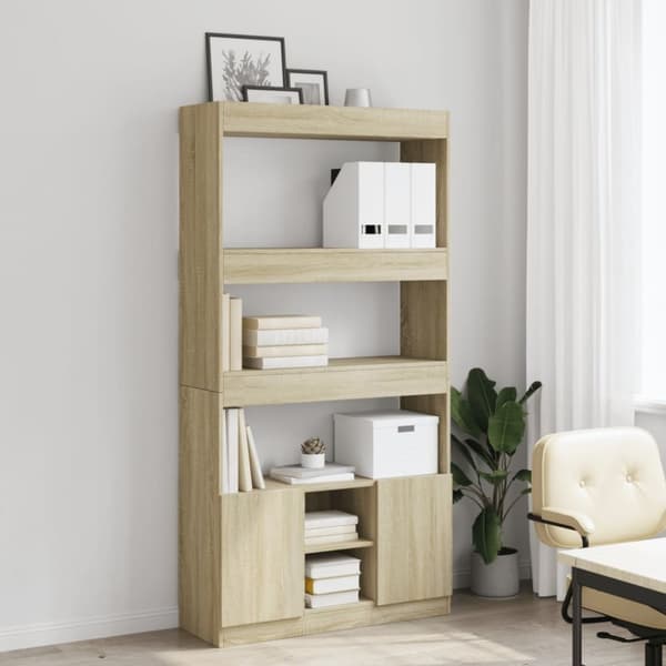 vidaXL reol 92x33x180 cm konstrueret træ sonoma-eg