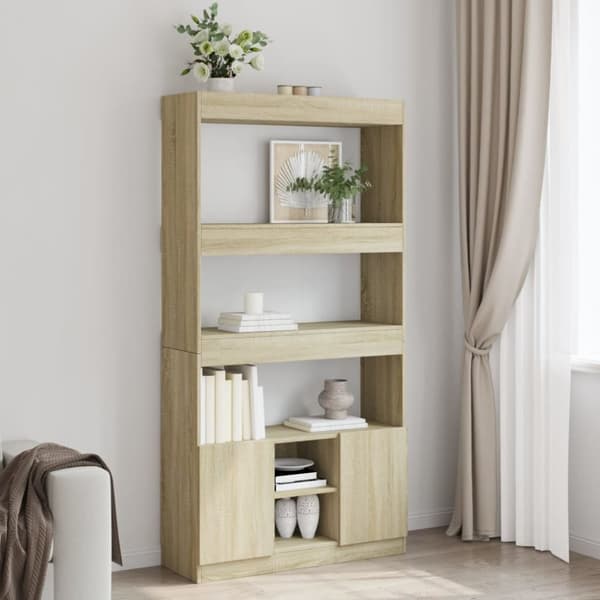 vidaXL reol 92x33x180 cm konstrueret træ sonoma-eg