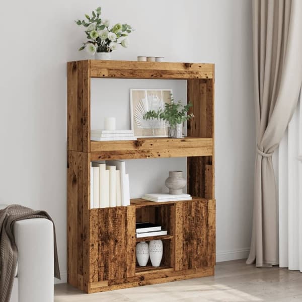 vidaXL reol 92x33x140 cm konstrueret træ antikt træ
