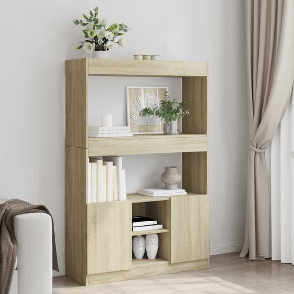vidaXL Highboard sonoma eik 92x33x140 cm konstruert tre