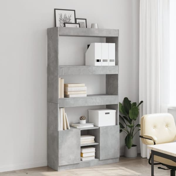 vidaXL Highboard betonggrå 92x33x180 cm konstruert tre
