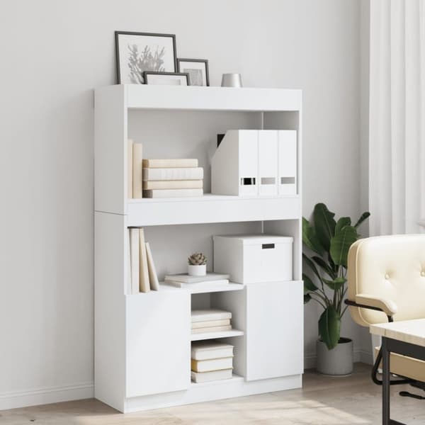 vidaXL Highboard hvit 92x33x140 cm konstruert tre