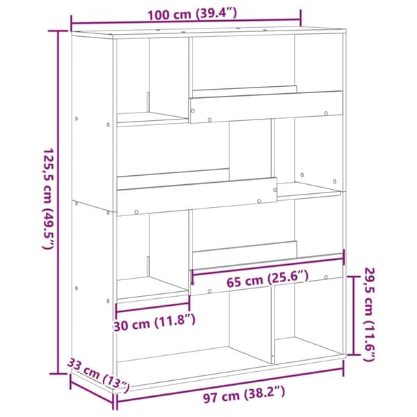 vidaXL bogreol 100x33x125,5 cm konstrueret træ sort