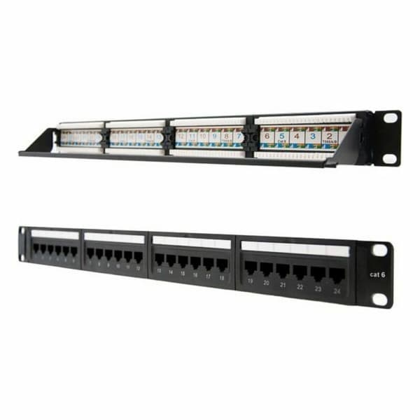 24-porttinen UTP Kategoria 6 kytkentäpaneeli NANOCABLE 10.21.3124 19" RJ45 Musta