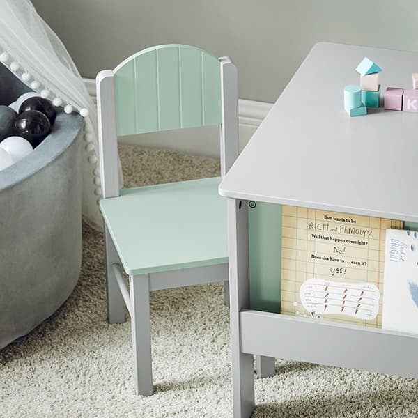 Rootz Kids Bord- og Stolesæt - Børnemøbler - MDF(E1), Træ - Bogreol - Staldstøtte - 60cm x 60cm x 48cm