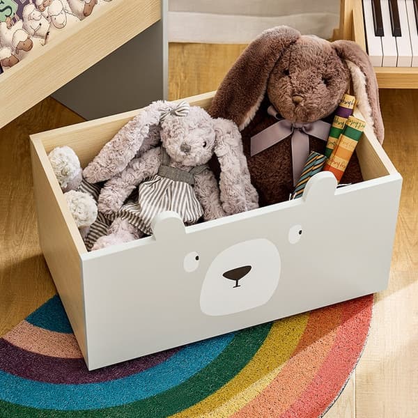 Rootz Kids bogreol med legetøjskiste - Organisering til børn - Opbevaringsstativ - MDF/E1 - 51 cm x 70 cm x 28 cm - Hjul - Pladsbesparende