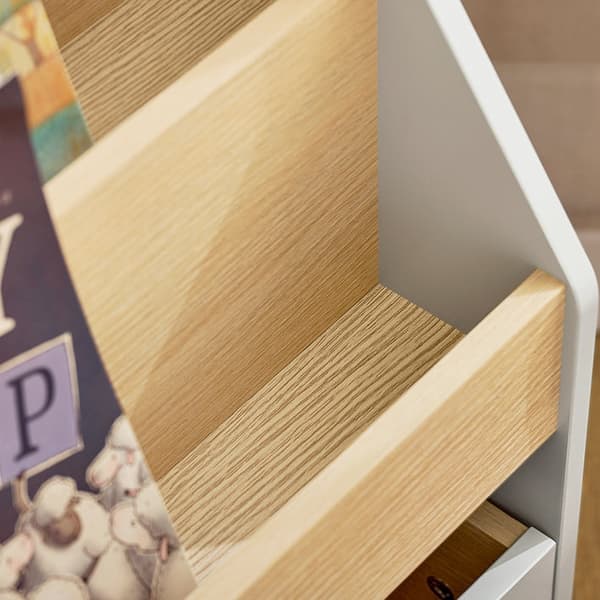 Rootz Kids bogreol med legetøjskiste - Organisering til børn - Opbevaringsstativ - MDF/E1 - 51 cm x 70 cm x 28 cm - Hjul - Pladsbesparende