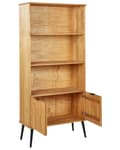 Miniatyrbillede 5 af 9: Reol Lyst Træ med Sorte Ben 131 cm 2 Skuffer 1 Skab 4 Hylder Rustik Stil
