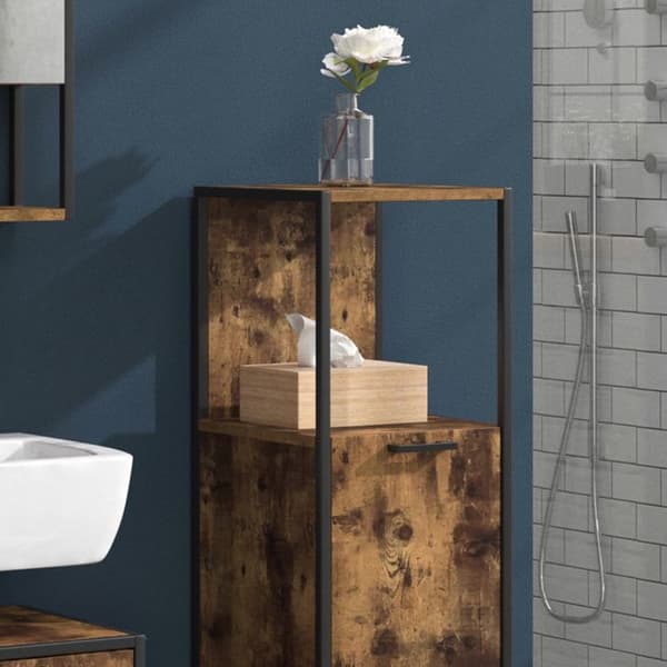 Förvaringsmöbel för badrum Fyrk, 33x120.4cm, Antik trä, Svart, Vicco