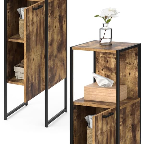 Förvaringsmöbel för badrum Fyrk, 33x120.4cm, Antik trä, Svart, Vicco