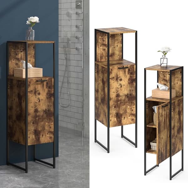 Förvaringsmöbel för badrum Fyrk, 33x120.4cm, Antik trä, Svart, Vicco