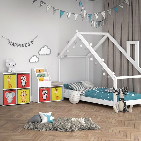 Vicco barnbokhylla Luigi, Vit, 72 x 79 cm Mini, med 2 hopfällbara lådor opt.2