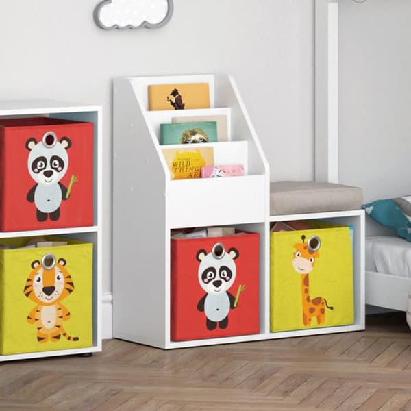 Vicco barnbokhylla Luigi, Vit, 72 x 79 cm Mini, med 2 hopfällbara lådor opt.2