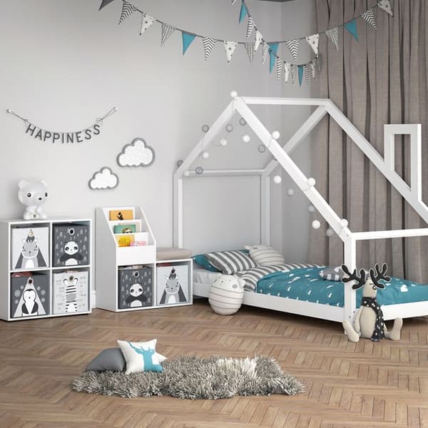 Vicco barnbokhylla Luigi, Vit, 72 x 79 cm Mini, med 2 hopfällbara lådor opt.5