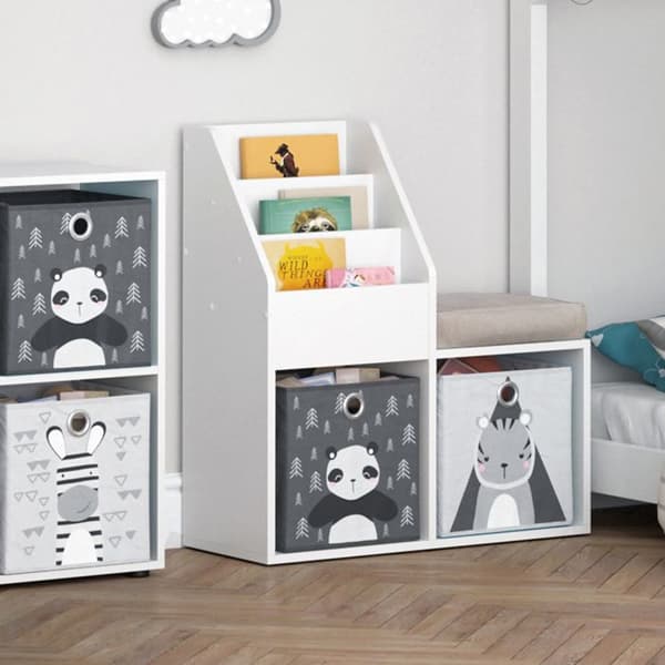 Vicco barnbokhylla Luigi, Vit, 72 x 79 cm Mini, med 2 hopfällbara lådor opt.5