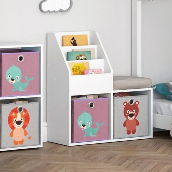 Vicco barnbokhylla Luigi, Vit, 72 x 79 cm Mini, med 2 hopfällbara lådor opt.3