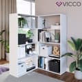 Miniatyrbild 4 av 4: Vicco Laine hörnbokhylla, fristående hylla, vit, rumsavdelare, hörnhylla, mediahylla