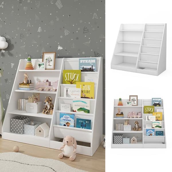 Conny barnhylla, 90 x 80,5 cm med stora hyllor, Vit, Vicco