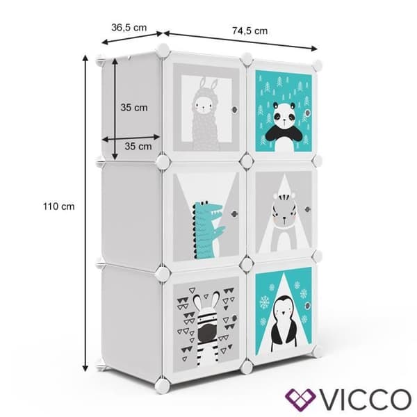 VICCO garderob ANDY barnhylla DIY modulär 5 fack klädstång plug-in hylla 4251421939998