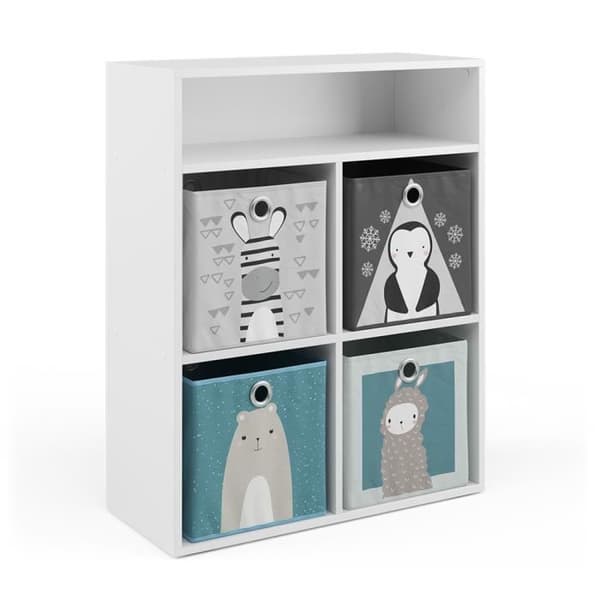 Hylla med grå hopfällbara lådor Vicco White 72x90,2cm