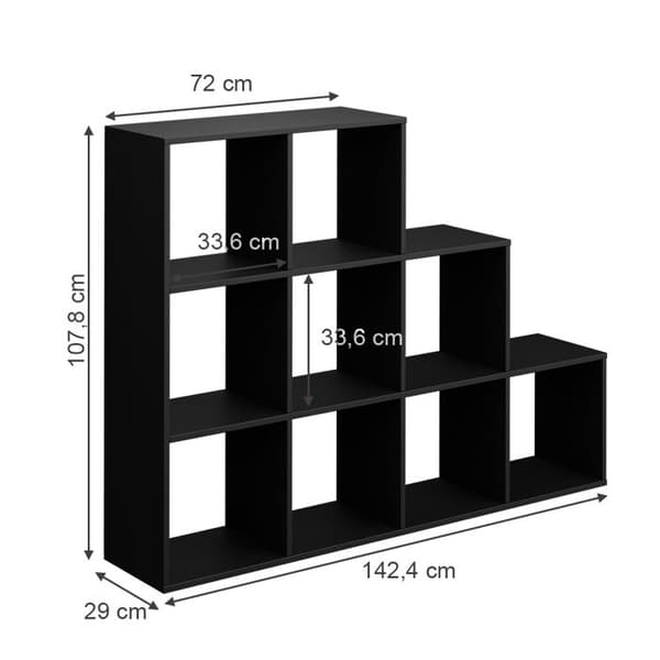 Vicco hylla, Svart, 142,2 x 107,8 cm