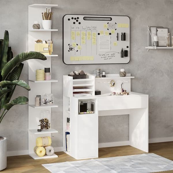 Vicco skrivbord, Vit, 2 delar, med bokhylla